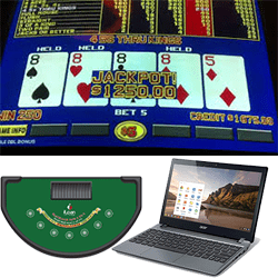 table de blackjack + video poker + ordinateur