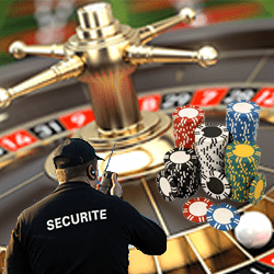 agent de securité + jetons + table de roulette